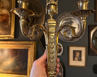 Single Vintage Brass Sconce, Mid-Century Wall Decor