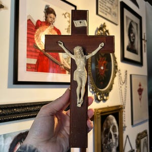 vintage wooden crucifix (goth, gothic, crucifix, Jesus, cross, religious)