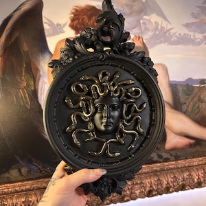 Handmade Medusa Plaster Wall Plaque: Ornate Baroque Gallery Art