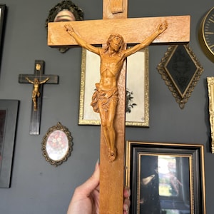 Large vintage wooden crucifix (goth, gothic, crucifix, Jesus, cross, religious)
