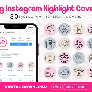 30 Hund Instagram Highlight Covers, für Instagram Story Highlight Icons, iOS App Icons, iPhone Widgets, Instagram Highlights (hohe Qualität)