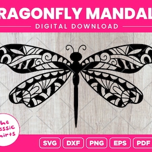 Dragonfly Mandala SVG, DRAGONFLY vector, Digital Download (High Quality Graphics)