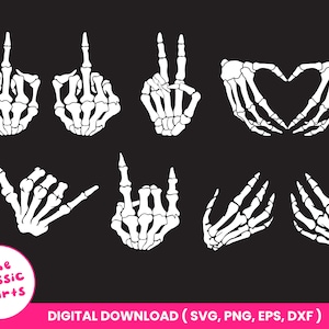 Skeleton Hand SVG Bundle: Peace Sign, Middle Finger (Digital Download)