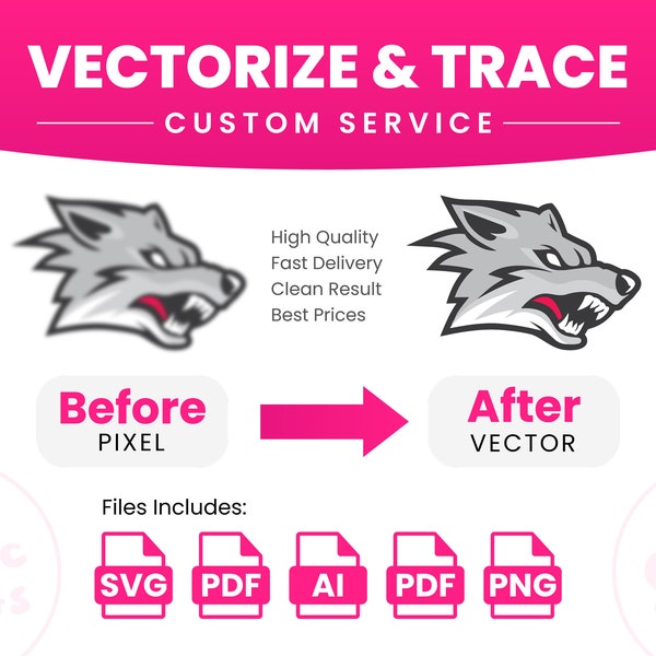 Service de vectorisation personnalisée, Redessin vectoriel, Image vers vecteur, Service de redessinage de logo et d'image, Logo personnalisé SVG | Améliorer la qualité | Haute résolution