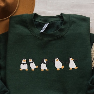 Penguin Embroidered Crewneck Sweatshirt: Animal Lover Gift