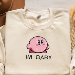 Kirby Embroidered Sweatshirt, Valentines Hoodies, Tiktok Fashion Sweatshirts, Best Gift for Birthday