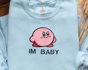 Kirby Embroidered Sweatshirt, Valentines Hoodies, Tiktok Fashion Sweatshirts, Best Gift for Birthday