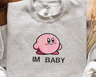 Kirby Embroidered Sweatshirt, Valentines Hoodies, Tiktok Fashion Sweatshirts, Best Gift for Birthday