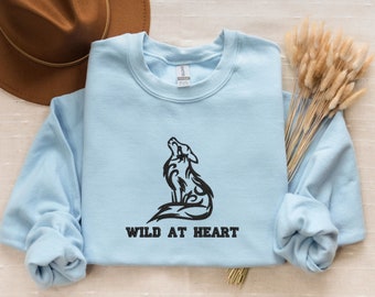 Gesticktes Wolf Sweatshirt: Gemütliches Unisex Rundhals-Sweatshirt
