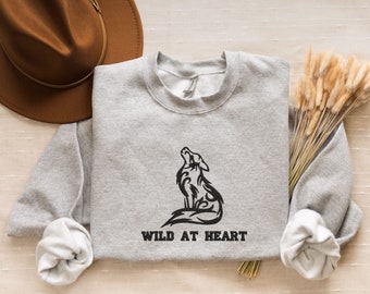Gesticktes Wolf Sweatshirt: Gemütliches Unisex Rundhals-Sweatshirt