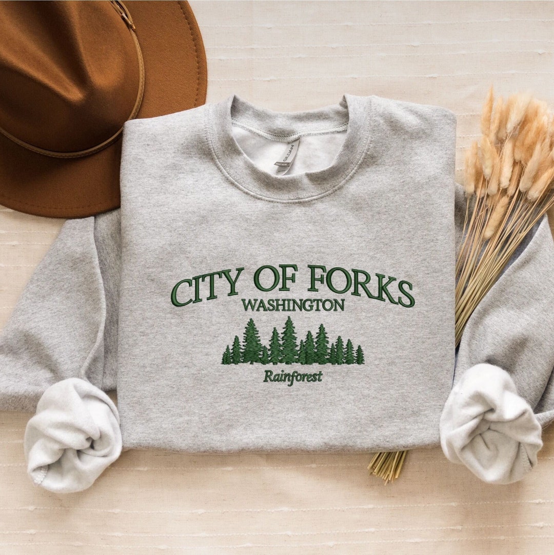 Forks Washington Embroidered Sweatshirt, Best Gift to Her, Aesthetic