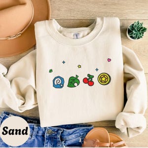 Besticktes Sweatshirt Animal Crossing • ACNH Gamer Rundhalsausschnitt • Kawaii Cottagecore Pixel Art Pullover Geschenk