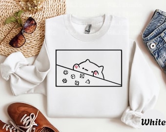 Cat Throwing Dice Embroidered Sweatshirt, Funny DnD Gamer Gift for Dungeon Master, Cozy RPG Cat Lover Pullover, Holiday Comfort Colors AA08