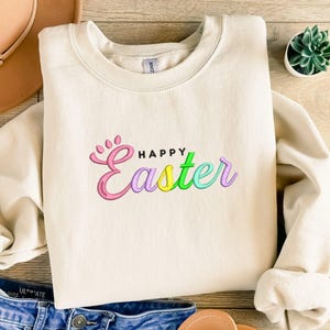 GEBORDUURD vrolijk Pasen-sweater, paasshirt voor vrouw, paasshirt, paasshirt familie, paasdag, bijpassende paasshirt
