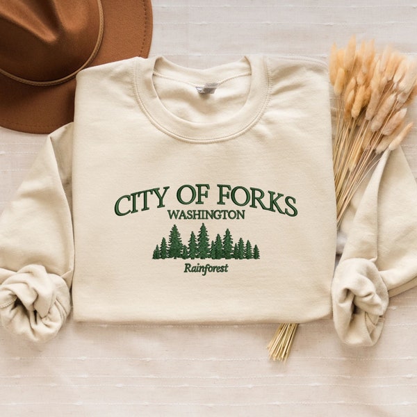 Embroidered Twilight Forks Sweatshirt Etsy