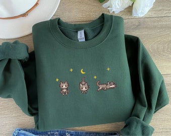 EMBROIDERED Stardew Valley Cat Sweatshirt, Perfect Gift for Gamers, Stand out with Gaming-inspired Fashion, Cozy & Cute Gaming Attire