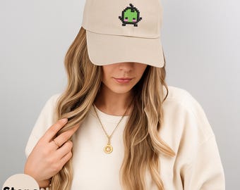 Junimo Pixel Stickerei Baseballkappe, Stardew Valley Gamer Hut, niedliches Cottagecore ästhetisches Accessoire, Unisex verstellbares Geschenk für sie