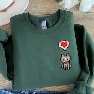 EMBROIDERED Stardew Valley Cat Sweatshirt, Perfect Gift for Gamers, Stand out with Gaming-inspired Fashion, Cozy & Cute Gaming Attire