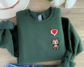 EMBROIDERED Stardew Valley Cat Sweatshirt, Perfect Gift for Gamers, Stand out with Gaming-inspired Fashion, Cozy & Cute Gaming Attire