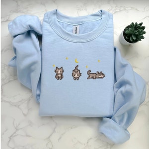 EMBROIDERED Stardew Valley Cat Sweatshirt, Perfect Gift for Gamers, Stand out with Gaming-inspired Fashion, Cozy & Cute Gaming Attire