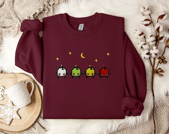 Sudadera Junimo bordada de Stardew Valley, cuello redondo acogedor para gamers, linda camiseta de estética cottagecore, regalo unisex de otoño para amantes de los videojuegos.