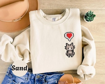 Embroidered Stardew Valley Cat Sweatshirt: Cozy Gamer Fashion