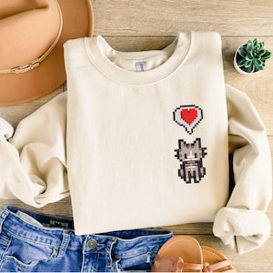 EMBROIDERED Stardew Valley Cat Sweatshirt, Perfect Gift for Gamers, Stand out with Gaming-inspired Fashion, Cozy & Cute Gaming Attire