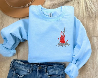Dark Souls Bonfire Embroidered Sweatshirt: Cozy Gamer Fashion