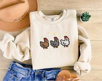 Bluza z haftowanym motywem kurczaka Stardew Valley: Odzież gamingowa