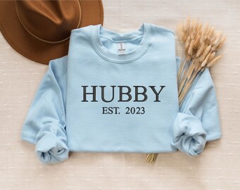 Hubby  Embroidered Sweatshirt, Wifey Sweatshirt Wedding Gift, Wedding Sweat, Husband and Wife Gift, Matching Couple Sweatshirt