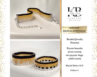 Miyuki Delica Rocailles Peyote-armband en ringpatronen (digitale download)
