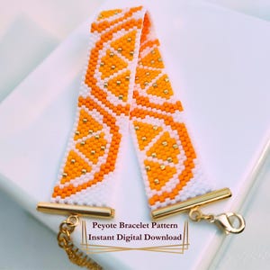 PDF pattern, Peyote Odd Count Miyuki Delica 11 Bead Thin Narrow Easy Orange Food Fun Fruit Summer Bracelet Pattern PDF - Orange