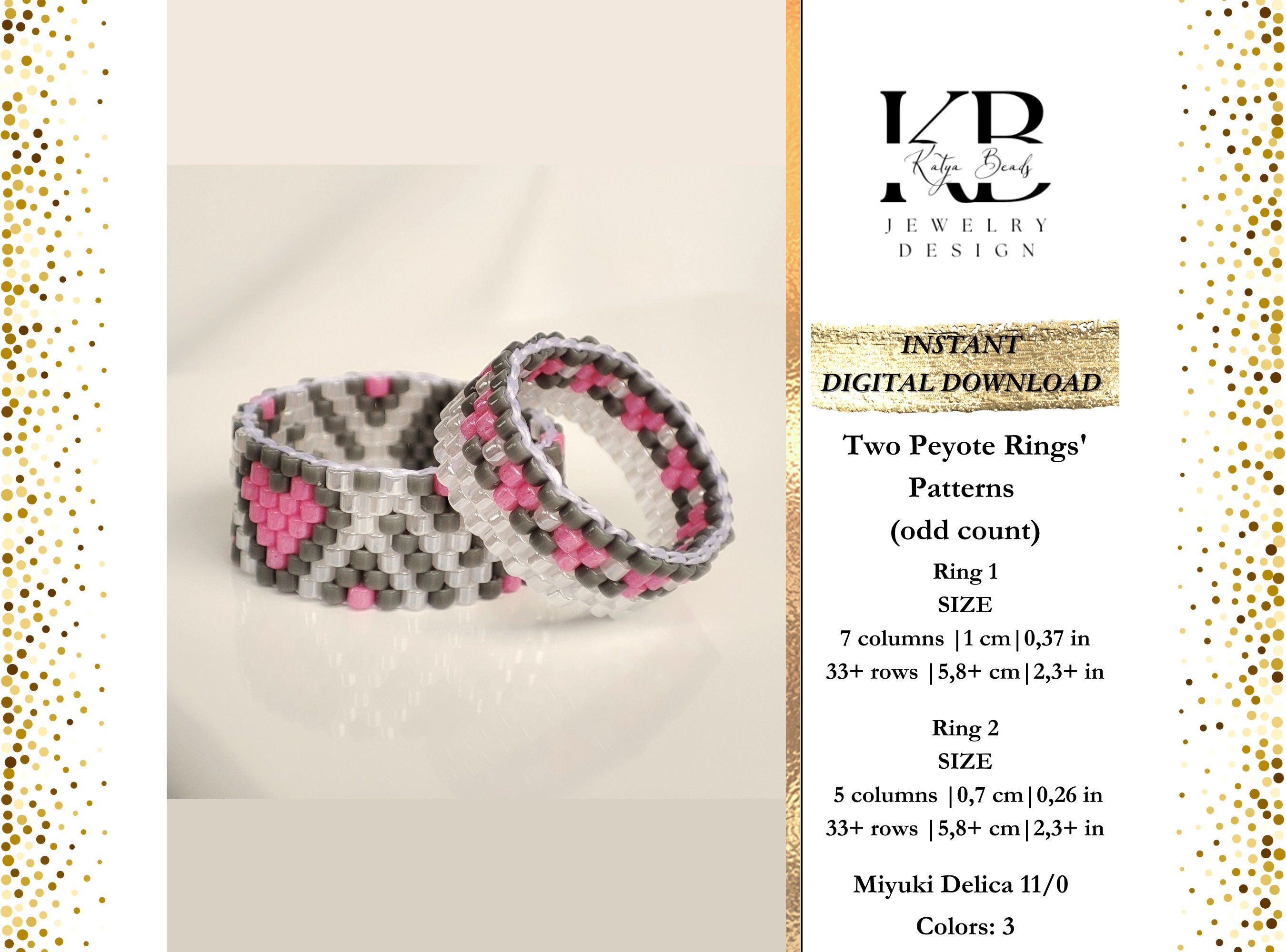 Beaded Ring Beading Pattern, Ring Jewelry Making Tutorial, Beaded