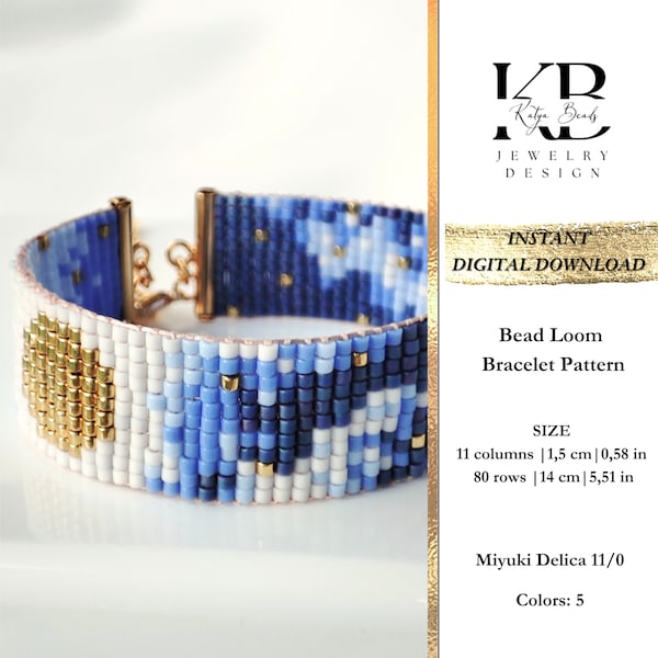 Miyuki Delica Bead Loom Sun Star Clouds Blue Bracelet Pattern - Sun