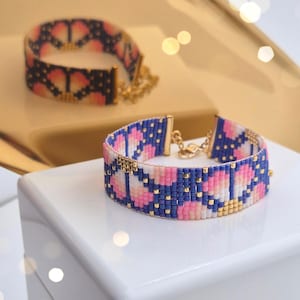 Patroon Miyuki Delica Bead Loom-armband: bloemen madeliefjeontwerp (digitale pdf-download)