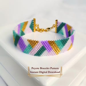 PDF pattern, Peyote bead bracelet pattern (odd count), Miyuki bracelet beading chart, Geometric Jewelry pattern, Minimalism - Spring Vibes