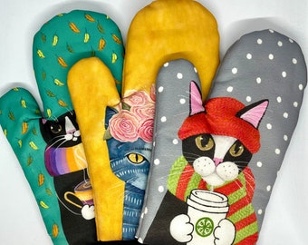 Bonbon Küchenhandschuhe mit Katzenmotiv, Ofenhandschuh, Backhandschuhe