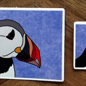 Sticker macareux avec arrière-plan | Cadeau macareux | Cadeau Islande | Perroquet marin | Visage de macareux | Tête de macareux | Oiseau coloré | Joli oiseau | Oiseau triste