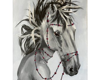 Horse Spirit | Original Handmade Acrylic Painting on Canvas | Surreal Goddess Painting | Divine Feminine | Spirit Animal |