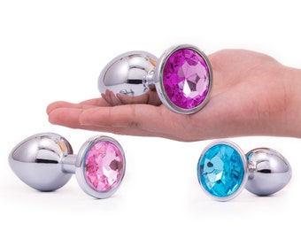 Cute Gemmed Stainless Steel Anal Plug Set