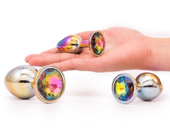 Iridescent Metal Jeweled Princess Plug Set