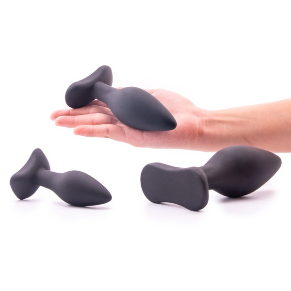 Black Beginner Silicone Butt Plug Starter Set