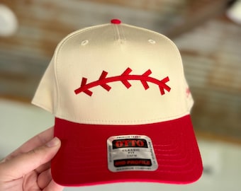 Baseball Stitches Embroidered Trucker Cap Structured T Ball Hat for Mom