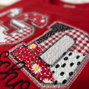 CUSTOM School Spirit Quilted Patchwork Letters and School Mascot Sweatshirt image 8