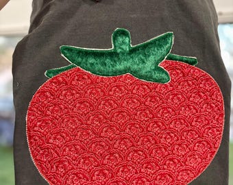 Quilted Tomato Shirt Embroidered Appliqué Tee Shirt Vintage Inspired Garden Shirt Tomato Festival Tom Tom Shirt