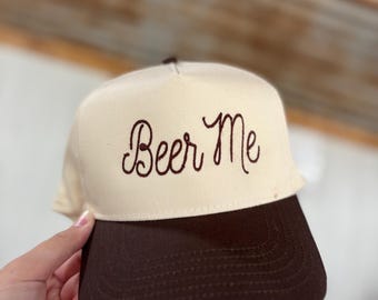 Beer Me Embroidered Trucker Cap Structured Western Script Hat