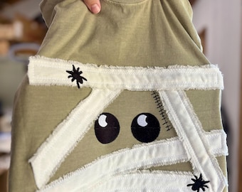 Tattered Mummy Halloween Shirt Cute Embroidered Halloween Tshirt Unique Fall Boutique Tee