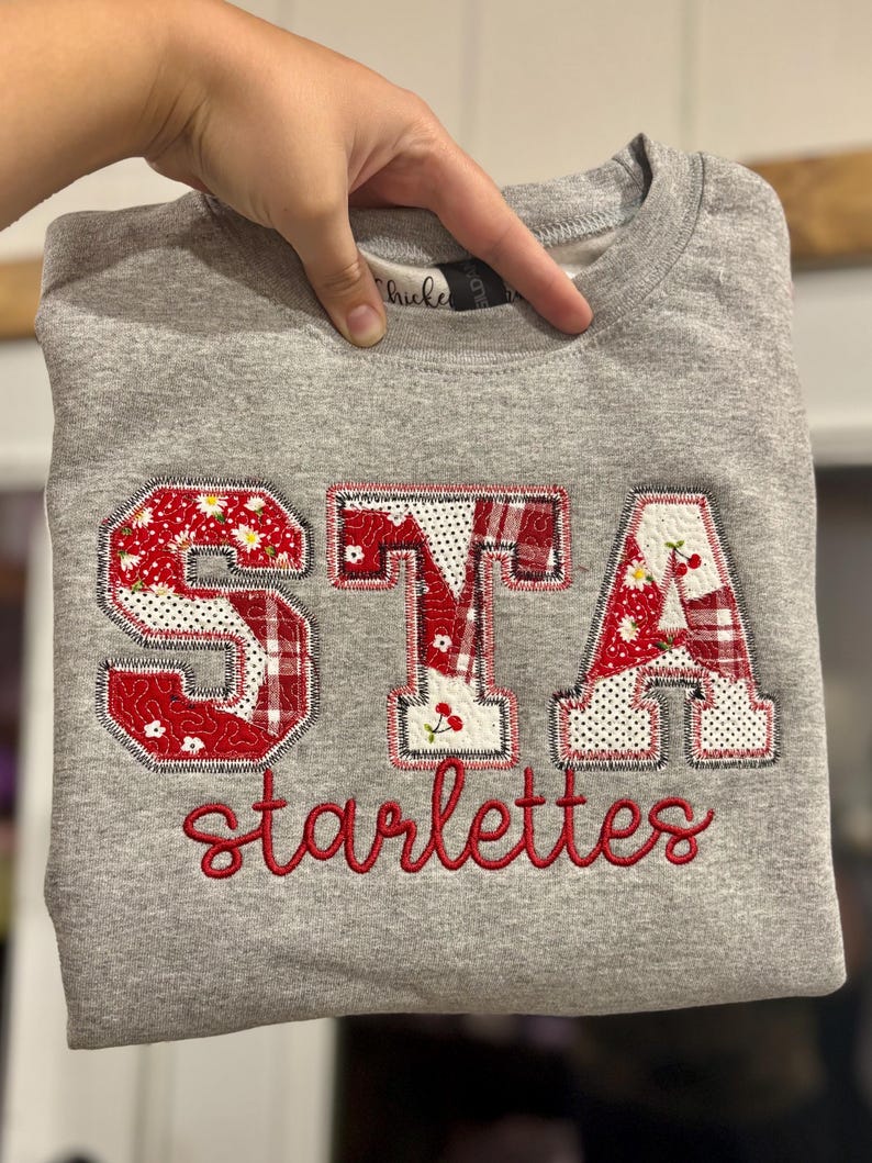 CUSTOM School Spirit Quilted Patchwork Letters and School Mascot Sweatshirt image 7