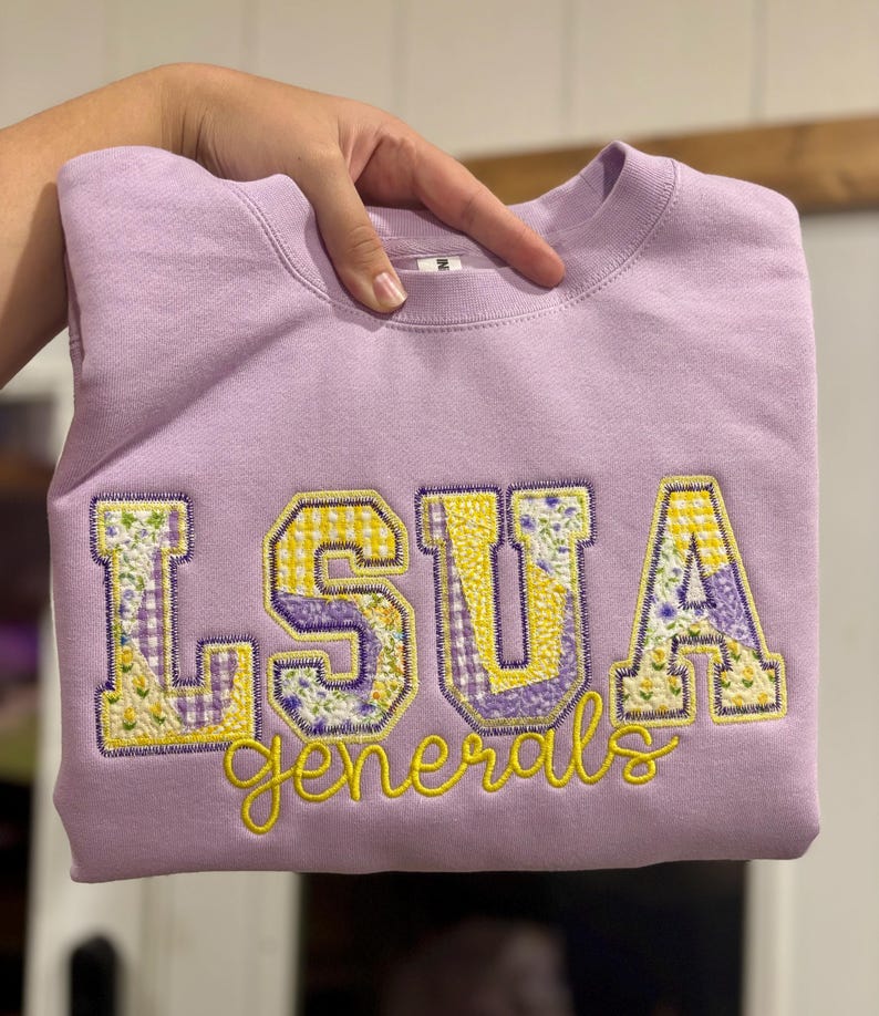 CUSTOM School Spirit Quilted Patchwork Letters and School Mascot Sweatshirt image 10