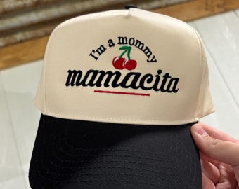 I’m a Mommy Mamacita Cherries Embroidered Trucker Cap Structured Otto Hat Viral Mom Hat Gift for Expecring Mom Mama
